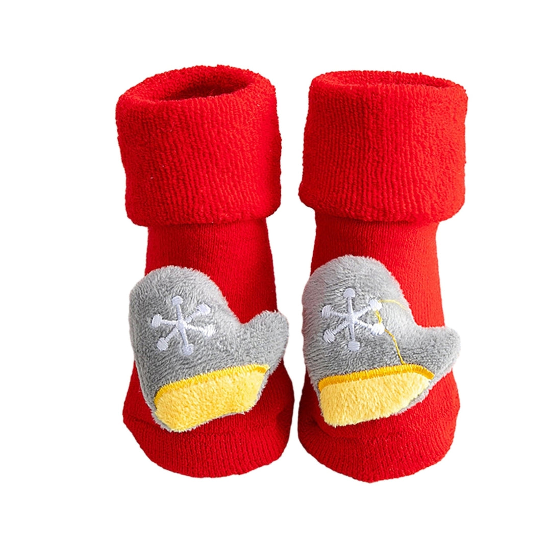 1 Pair Baby Christmas Socks Non-slip Thickened Warm Year Anti-skid Bottom Cartoon Decor Newborns Infant Short Socks Image 4