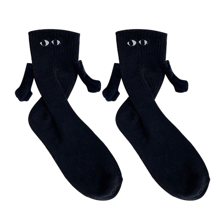 1 Pair Couple Socks Holding Hands Linking Socks Smiling Face Anti-slip Thick Socks Mid-Tube Cute Socks Funny Gifts Image 1