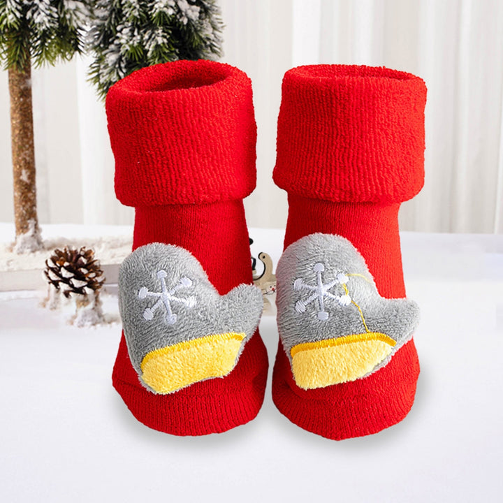 1 Pair Baby Christmas Socks Non-slip Thickened Warm Year Anti-skid Bottom Cartoon Decor Newborns Infant Short Socks Image 7