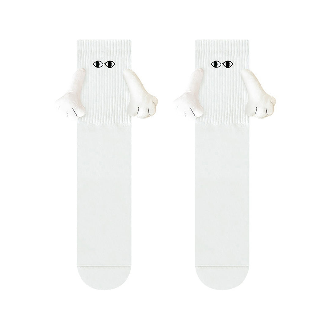 1 Pair Couple Socks Holding Hands Linking Socks Smiling Face Anti-slip Thick Socks Mid-Tube Cute Socks Funny Gifts Image 3