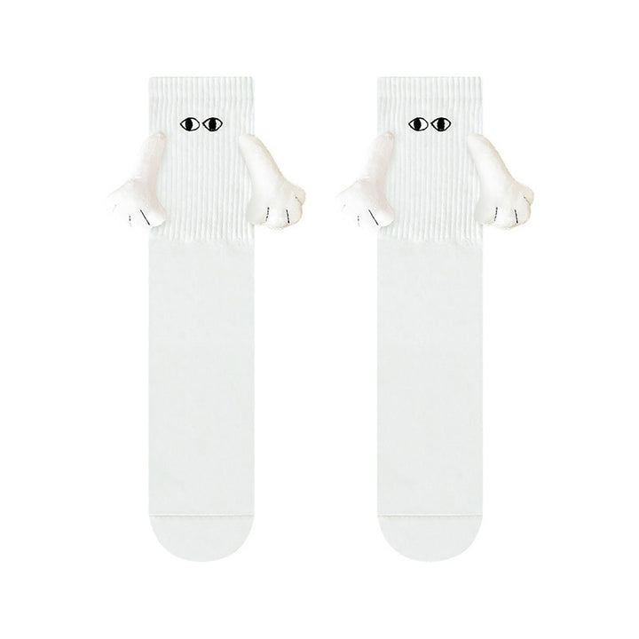 1 Pair Couple Socks Holding Hands Linking Socks Smiling Face Anti-slip Thick Socks Mid-Tube Cute Socks Funny Gifts Image 1