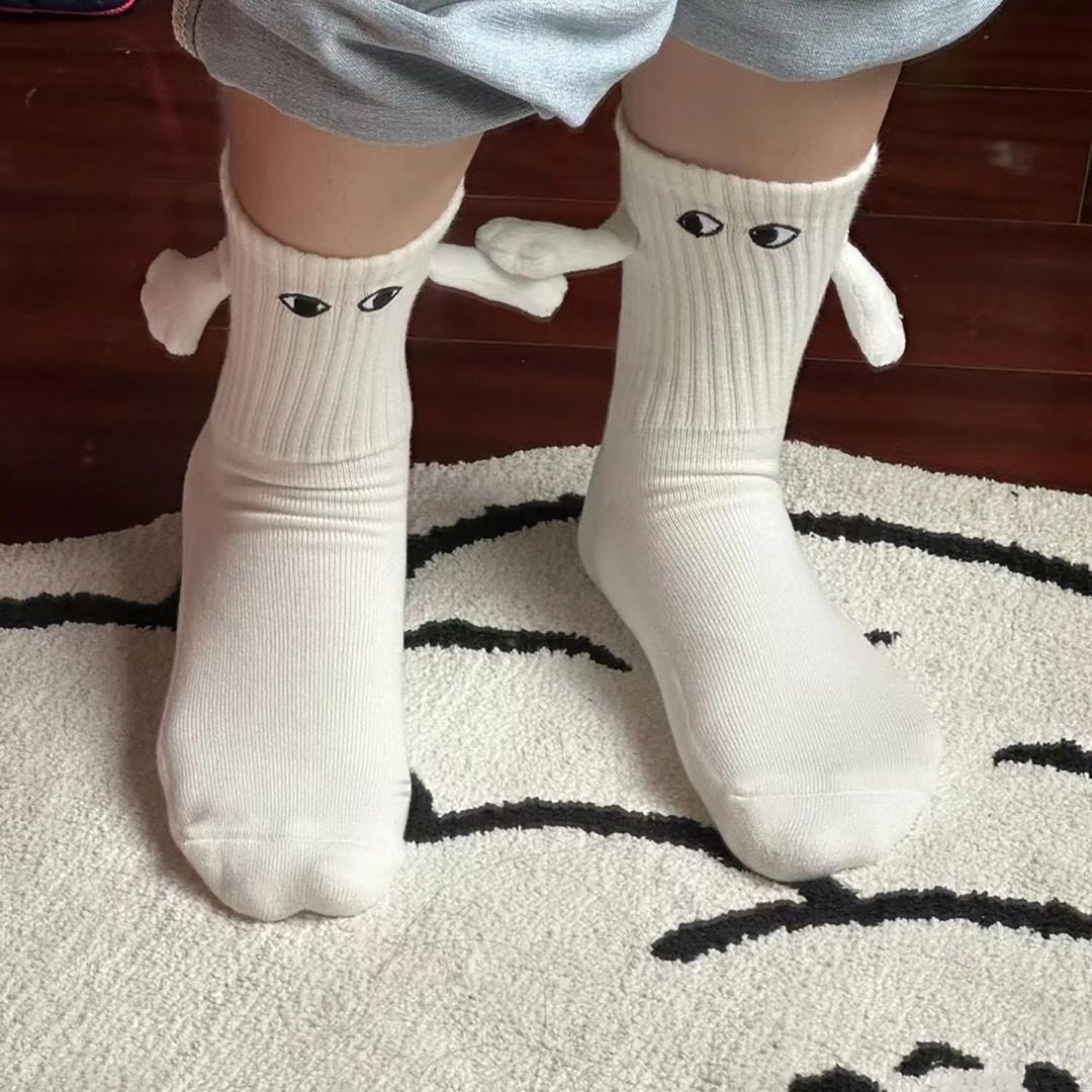 1 Pair Couple Socks Holding Hands Linking Socks Smiling Face Anti-slip Thick Socks Mid-Tube Cute Socks Funny Gifts Image 6