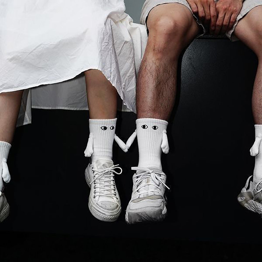 1 Pair Couple Socks Holding Hands Linking Socks Smiling Face Anti-slip Thick Socks Mid-Tube Cute Socks Funny Gifts Image 11