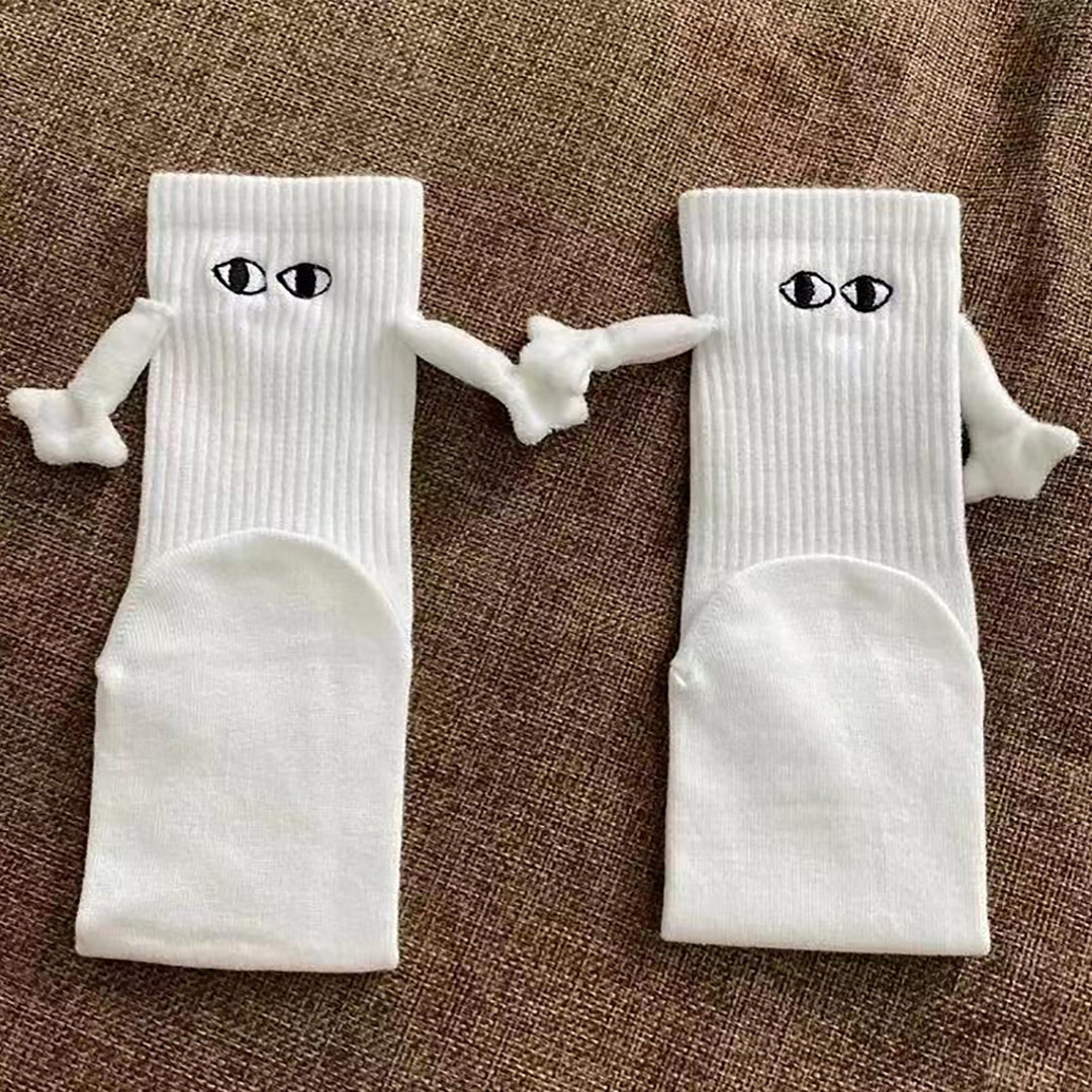 1 Pair Couple Socks Holding Hands Linking Socks Smiling Face Anti-slip Thick Socks Mid-Tube Cute Socks Funny Gifts Image 12