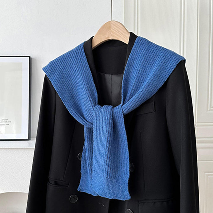 Women Solid Color Neck Guard Knotted Scarf Long Lace-up Knitted Warm Shawl Winter Buttons Closure Wool Blouse Shoulders Image 11