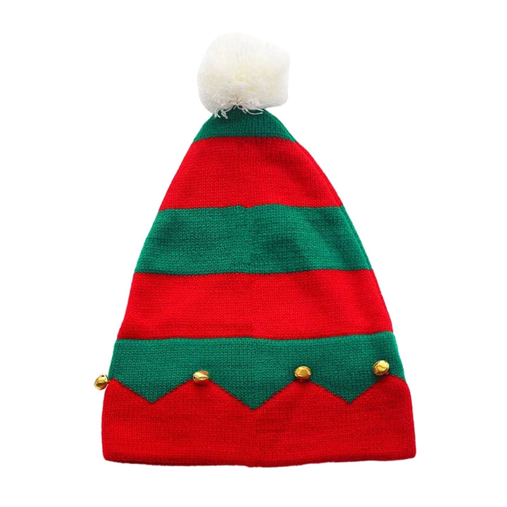 Autumn Winter Classic Red Green Splicing Santa Hat Plush Ball Bells Decor Knitted Woolen Hat Parent-child Christmas Image 1