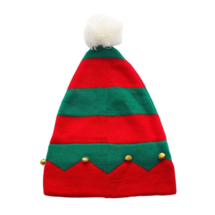 Autumn Winter Classic Red Green Splicing Santa Hat Plush Ball Bells Decor Knitted Woolen Hat Parent-child Christmas Image 12