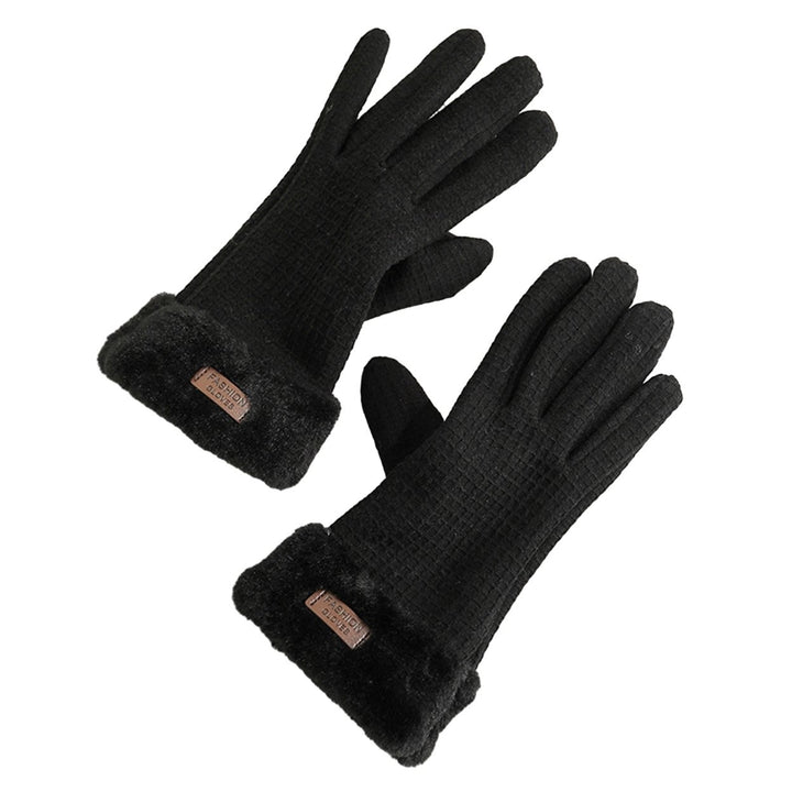 1 Pair Winter Warm Gloves Solid Color Fleece Lining Design Windproof Thick Thermal Touchscreen Gloves for Women Image 1