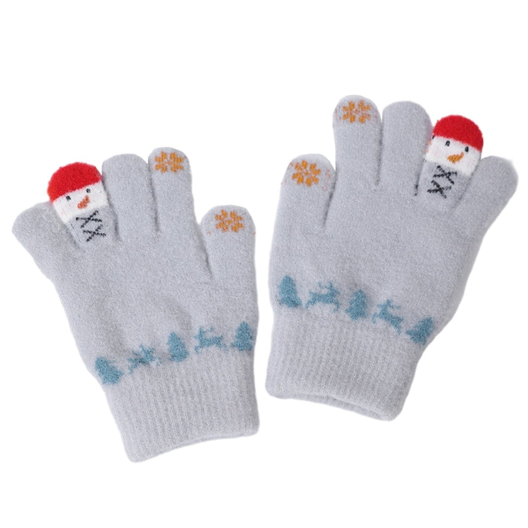 1 Pair Christmas Snowman Winter Gloves Knitted Thickened Full Finger Touchscreen Anti-slip Warm Image 1