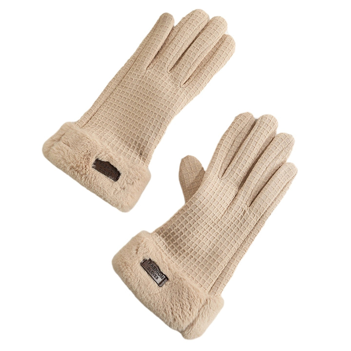 1 Pair Winter Warm Gloves Solid Color Fleece Lining Design Windproof Thick Thermal Touchscreen Gloves for Women Image 7