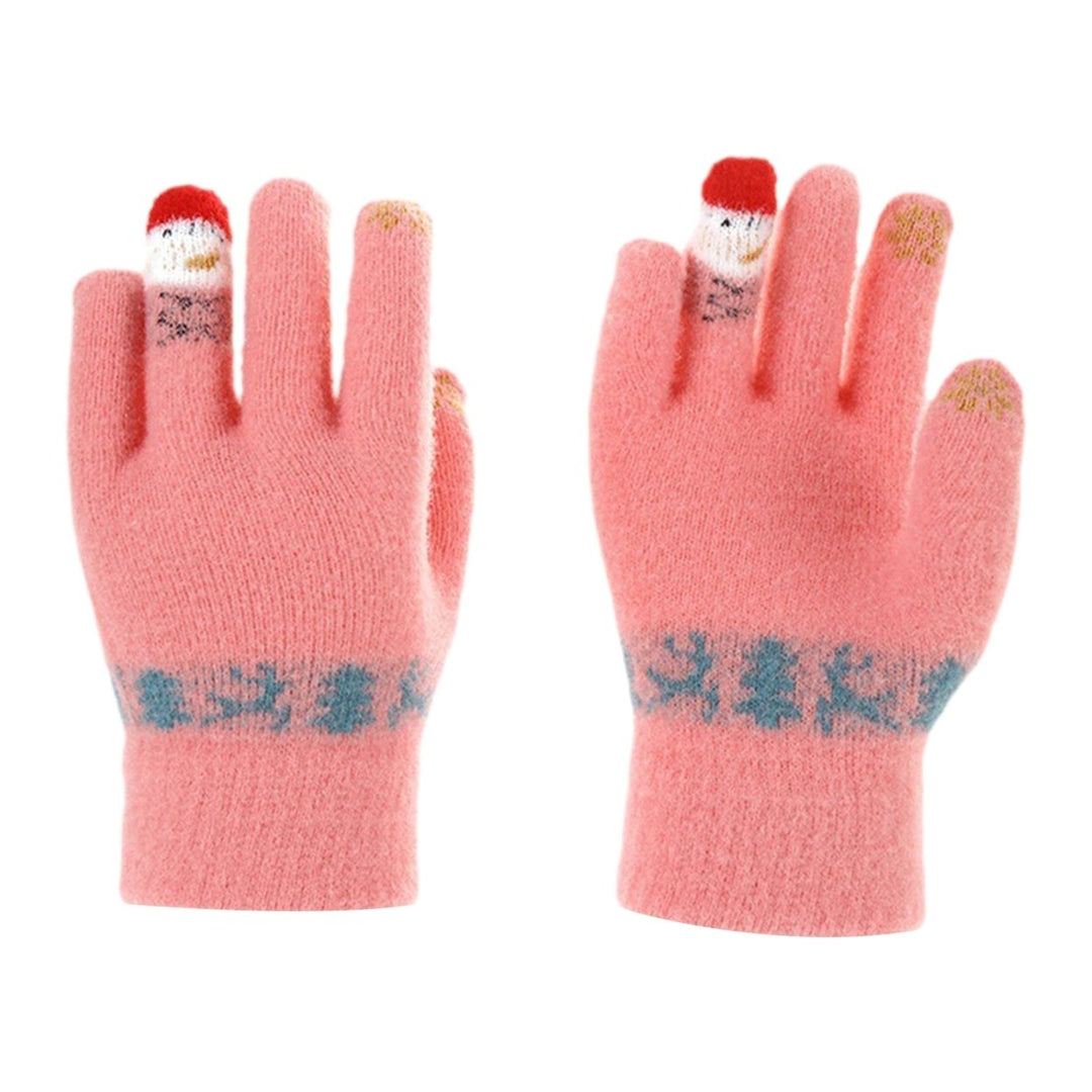 1 Pair Christmas Snowman Winter Gloves Knitted Thickened Full Finger Touchscreen Anti-slip Warm Image 1