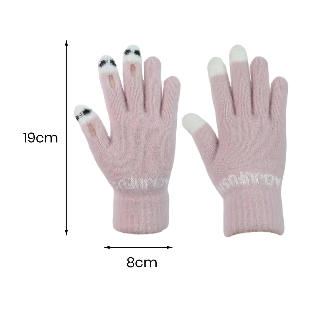 1 Pair Winter Gloves Cold Resistant Knit Thick Unisex Hollow Funny Cartoon Face Touch Screen Color Image 10