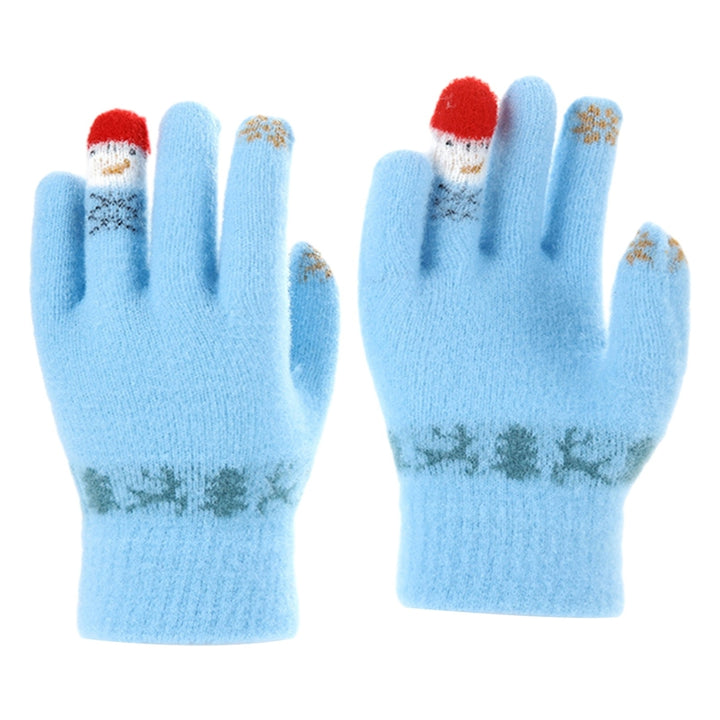 1 Pair Christmas Snowman Winter Gloves Knitted Thickened Full Finger Touchscreen Anti-slip Warm Image 6
