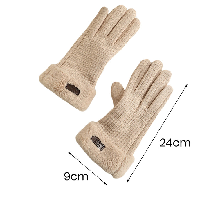 1 Pair Winter Warm Gloves Solid Color Fleece Lining Design Windproof Thick Thermal Touchscreen Gloves for Women Image 11