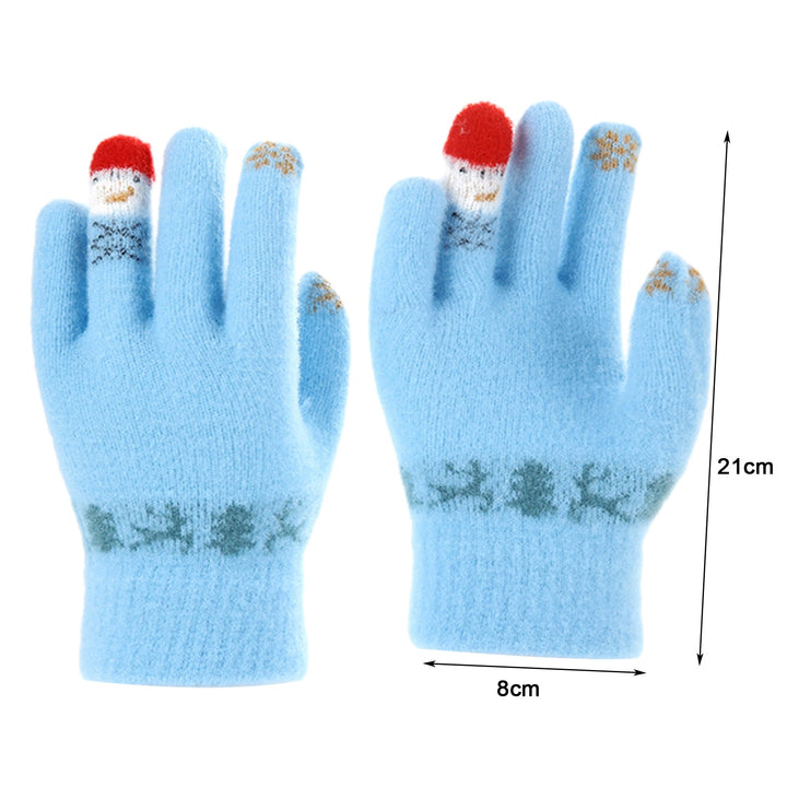 1 Pair Christmas Snowman Winter Gloves Knitted Thickened Full Finger Touchscreen Anti-slip Warm Image 10