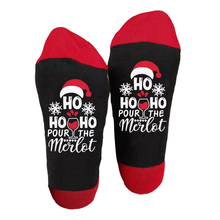 1 Pair Festive Christmas Socks Cute Snowman Bowknot Letters Print Mid Tube Winter Socks Holiday Gift Image 7
