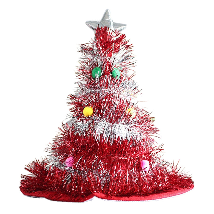 Christmas Tree Hat Topper Christmas Tree Decoration Star Plush Ball Rain Silk Decor Reusable Year Party Prop Unisex Image 3