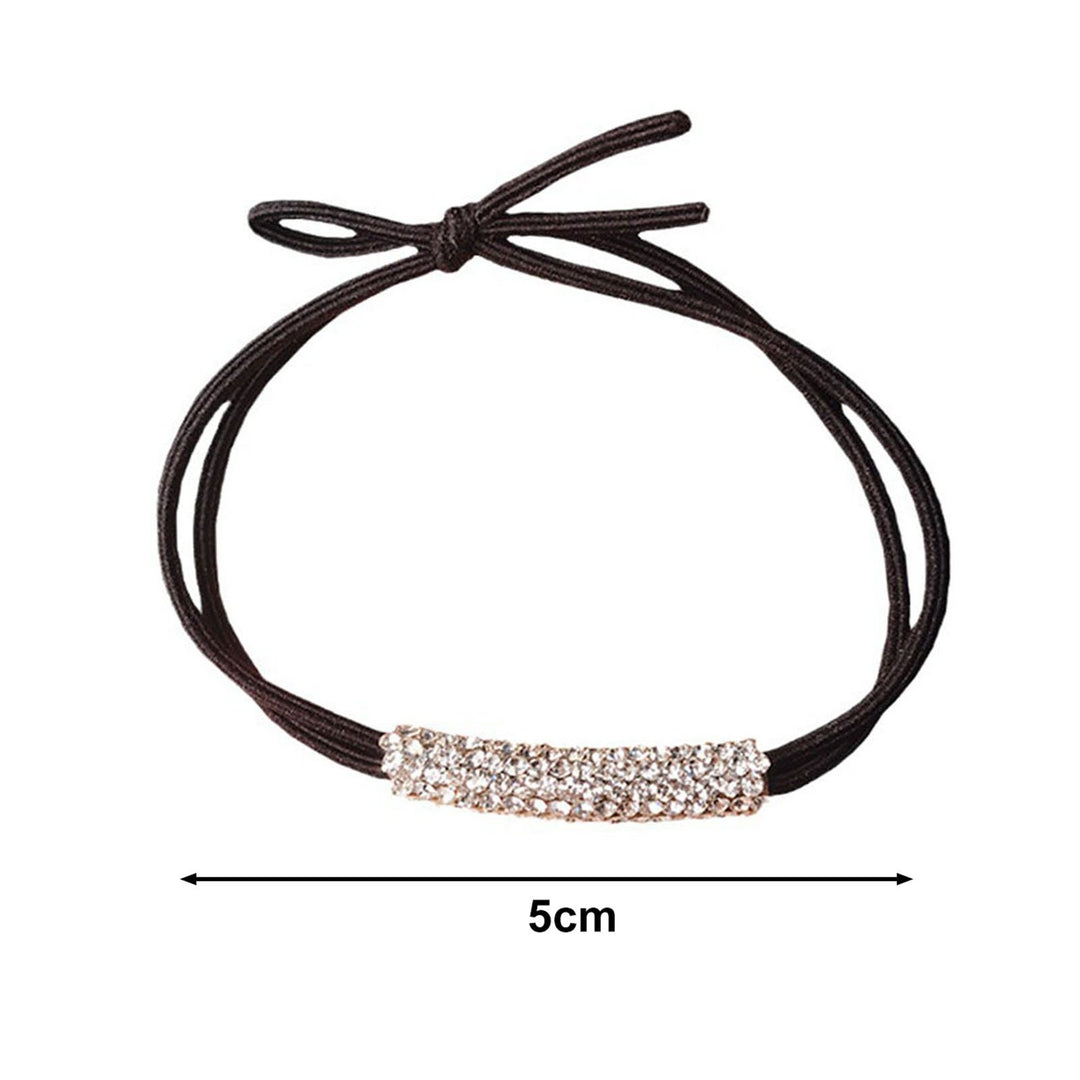 3Pcs Shining Rhinestones Inlaid Hair Rope Double Layer High Elastic Simple Hair Tie Girls Ponytail Holder Hair Image 6