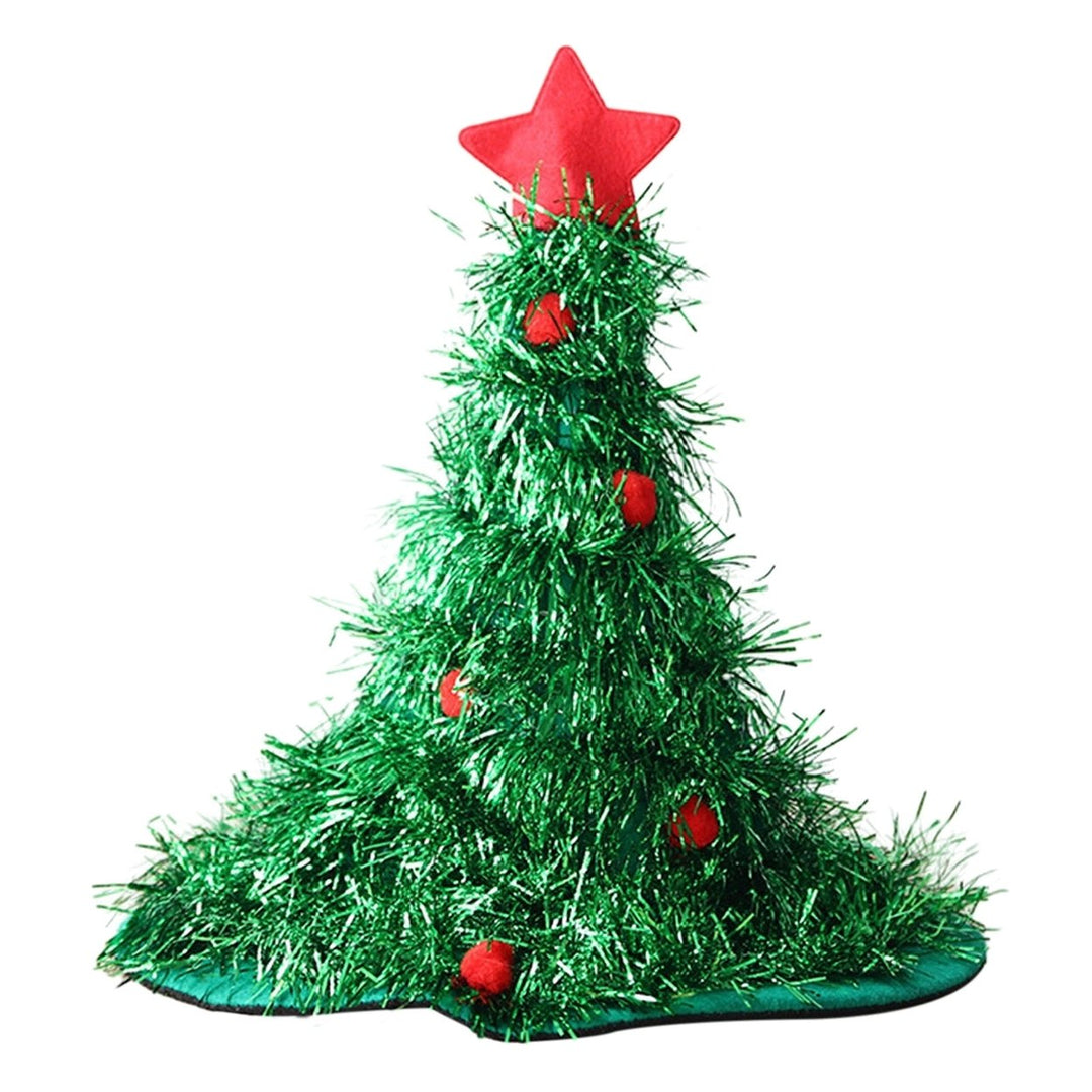 Christmas Tree Hat Topper Christmas Tree Decoration Star Plush Ball Rain Silk Decor Reusable Year Party Prop Unisex Image 7