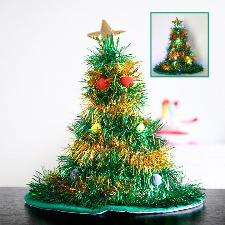 Christmas Tree Hat Topper Christmas Tree Decoration Star Plush Ball Rain Silk Decor Reusable Year Party Prop Unisex Image 9