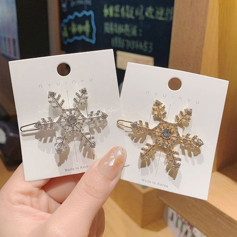 Hair Clip Stylish Hairpin Sparkling Snowflake Design Women Girls Daily Wear Hair Clamp Weddings Christmas Ornaments Image 1