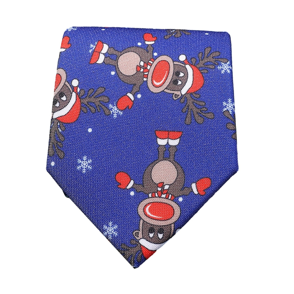 Men Necktie Christmas Cartoon Santa Claus Snowman Print Smooth Exquisite Adjustable Holiday Year Party Tie Suit Coat Image 2