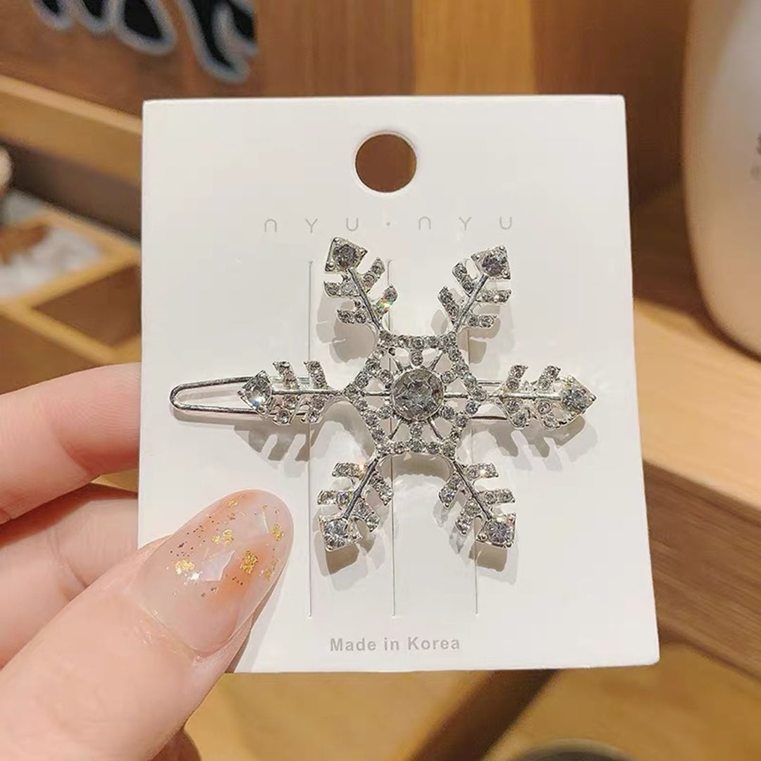 Hair Clip Stylish Hairpin Sparkling Snowflake Design Women Girls Daily Wear Hair Clamp Weddings Christmas Ornaments Image 4