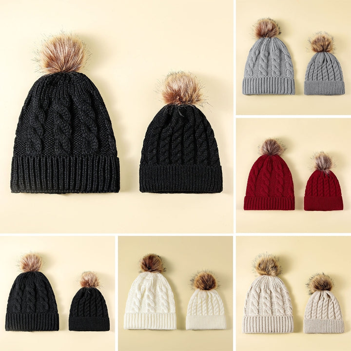 Thermal Beanie Hat Stay Warm Stylish Parent-Child Autumn Winter Cold-proof Fine Workmanship Hat for Cold Weather Image 1