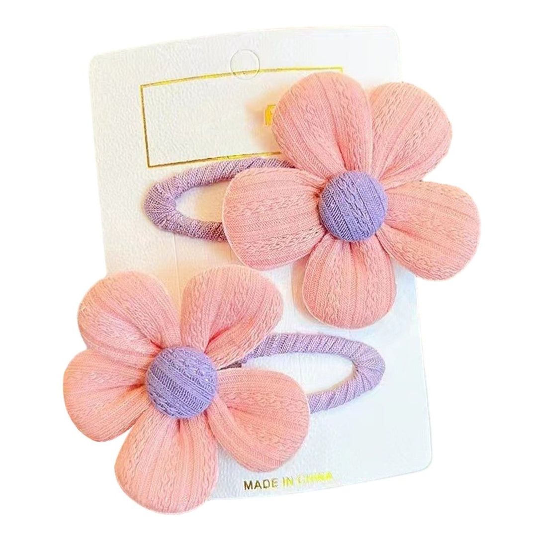 1 Pair Hairpin Cartoon Flower Shape Sweet Color Elastic Anti-slip Lightweight Hair Decoration Soft Image 1