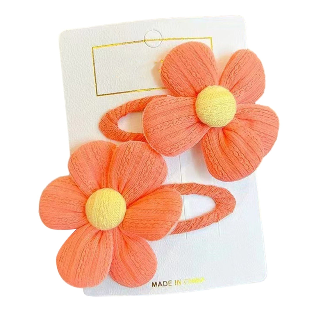 1 Pair Hairpin Cartoon Flower Shape Sweet Color Elastic Anti-slip Lightweight Hair Decoration Soft Image 6