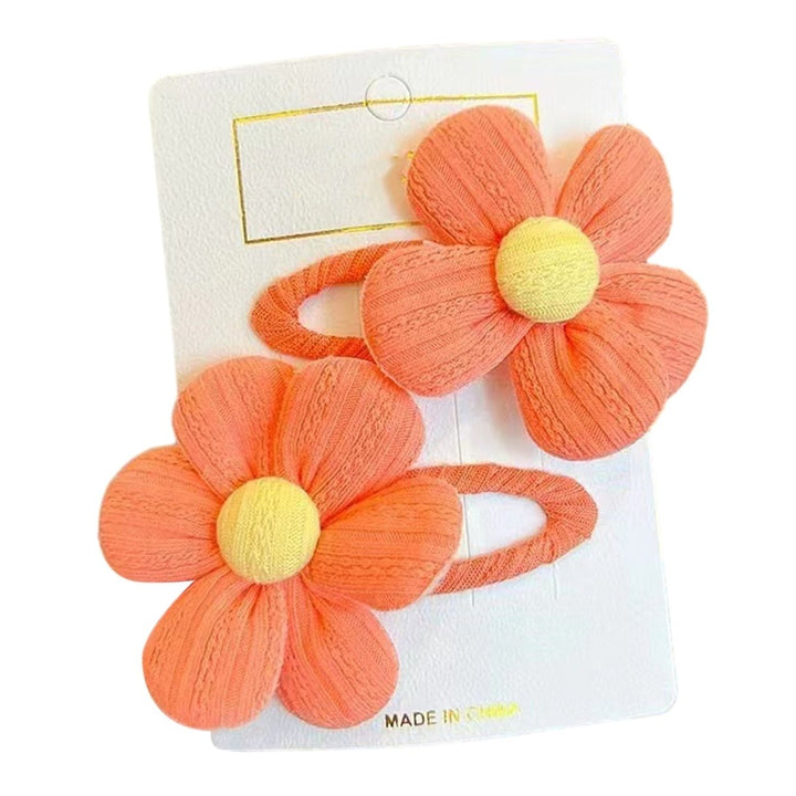 1 Pair Hairpin Cartoon Flower Shape Sweet Color Elastic Anti-slip Lightweight Hair Decoration Soft Image 1