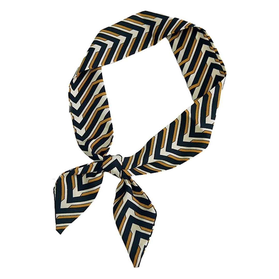 Women Men Fashion Geometric Pattern Headband Ribbon Tied Bag Wrapped Handle Ribbon Faux Silk Scarf Turban Long Hair Band Image 4