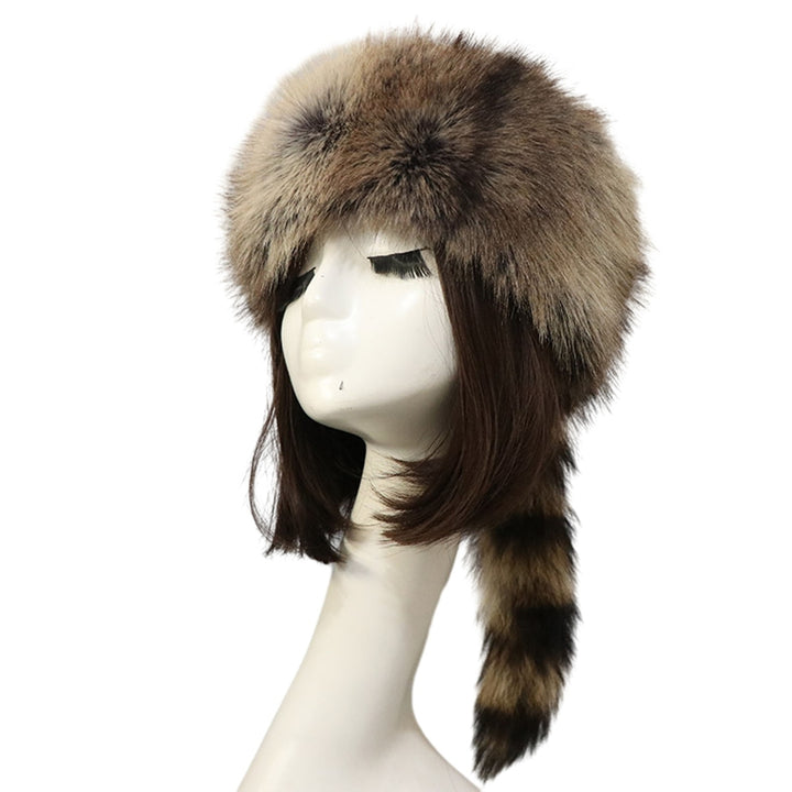 Ladies Winter Hat Soft Thick Faux faux Decor Heat Retention Cossack Style Windproof Anti-slip Elastic Flat Top No Brim Image 4