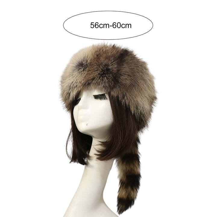 Ladies Winter Hat Soft Thick Faux faux Decor Heat Retention Cossack Style Windproof Anti-slip Elastic Flat Top No Brim Image 6