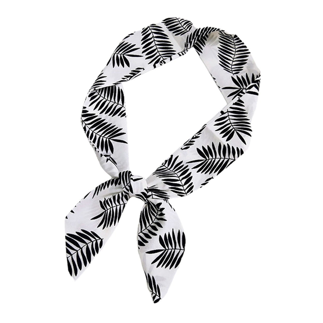 Women Men Fashion Geometric Pattern Headband Ribbon Tied Bag Wrapped Handle Ribbon Faux Silk Scarf Turban Long Hair Band Image 11