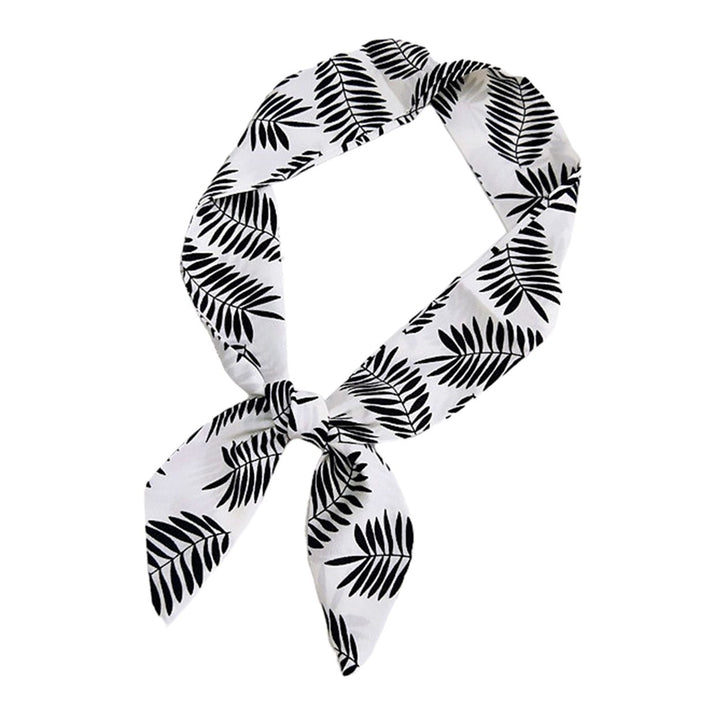 Women Men Fashion Geometric Pattern Headband Ribbon Tied Bag Wrapped Handle Ribbon Faux Silk Scarf Turban Long Hair Band Image 1