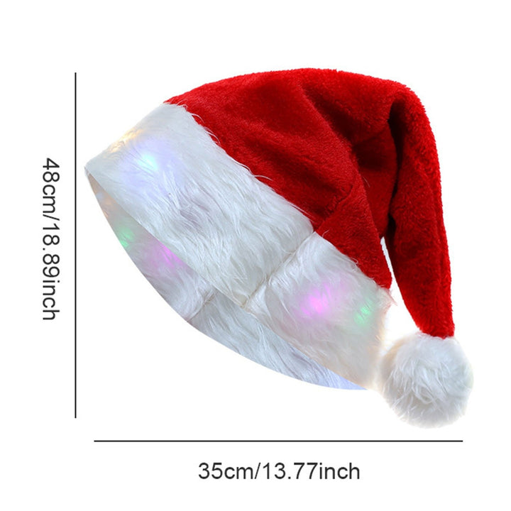 Women Men Plush Ball Decor Santa Hat LED Colorful Light Christmas Hat Luminous Santa Hat Christmas Supplies Image 6