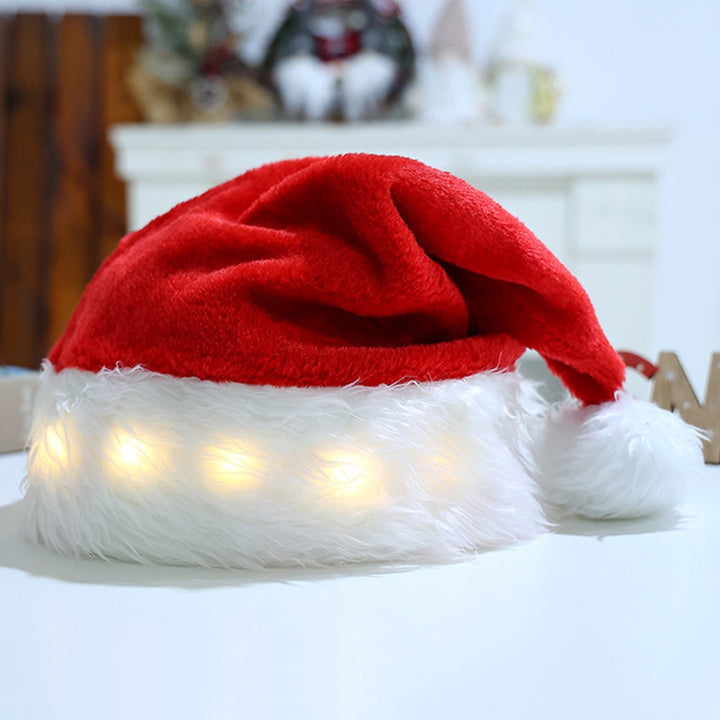 Women Men Plush Ball Decor Santa Hat LED Colorful Light Christmas Hat Luminous Santa Hat Christmas Supplies Image 7