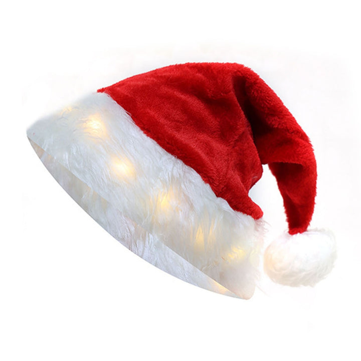 Women Men Plush Ball Decor Santa Hat LED Colorful Light Christmas Hat Luminous Santa Hat Christmas Supplies Image 8