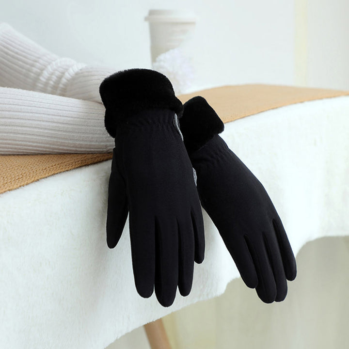 1 Pair Women Winter Knitted Touch Screen Riding Gloves Warm Anti-slip Fleece Lining Elastic Button Cuffs Windproof Image 8