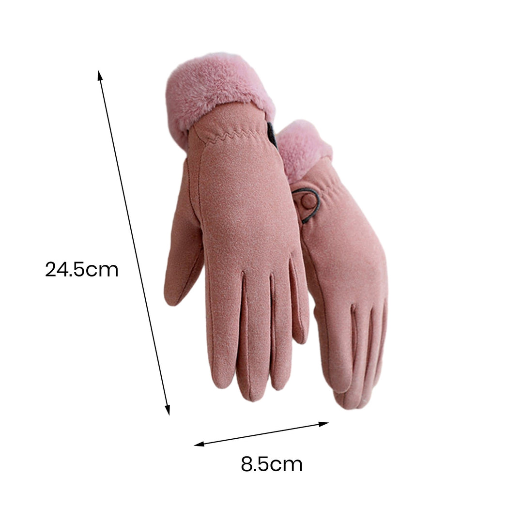 1 Pair Women Winter Knitted Touch Screen Riding Gloves Warm Anti-slip Fleece Lining Elastic Button Cuffs Windproof Image 10