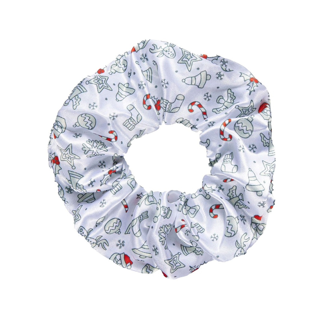 Christmas Tree Snowflake Stocking Pattern Hair Scrunchie Large Pleated Hair Rope Ponytail Elastic Hairband Hair Image 2