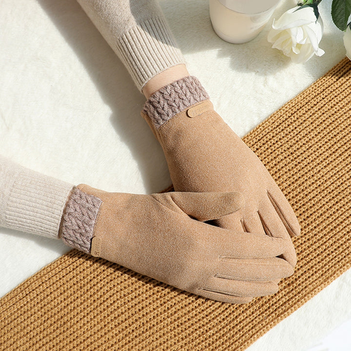 1 Pair Women Winter Gloves Touch Screen Windproof Full Finger Cold Resistant Thickened Plush Anti-slip Outdoor Cycling Image 4