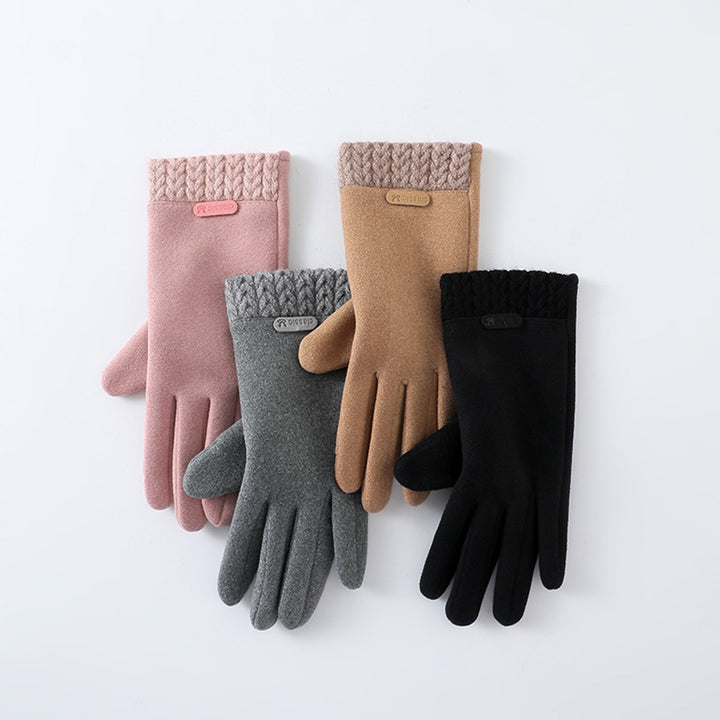 1 Pair Women Winter Gloves Touch Screen Windproof Full Finger Cold Resistant Thickened Plush Anti-slip Outdoor Cycling Image 6