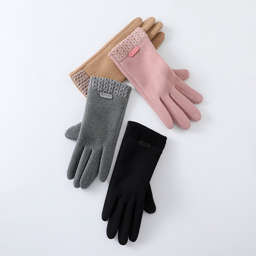 1 Pair Women Winter Gloves Touch Screen Windproof Full Finger Cold Resistant Thickened Plush Anti-slip Outdoor Cycling Image 8