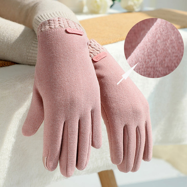 1 Pair Women Winter Gloves Touch Screen Windproof Full Finger Cold Resistant Thickened Plush Anti-slip Outdoor Cycling Image 11