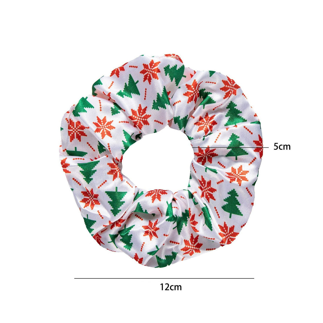 Christmas Tree Snowflake Stocking Pattern Hair Scrunchie Large Pleated Hair Rope Ponytail Elastic Hairband Hair Image 11