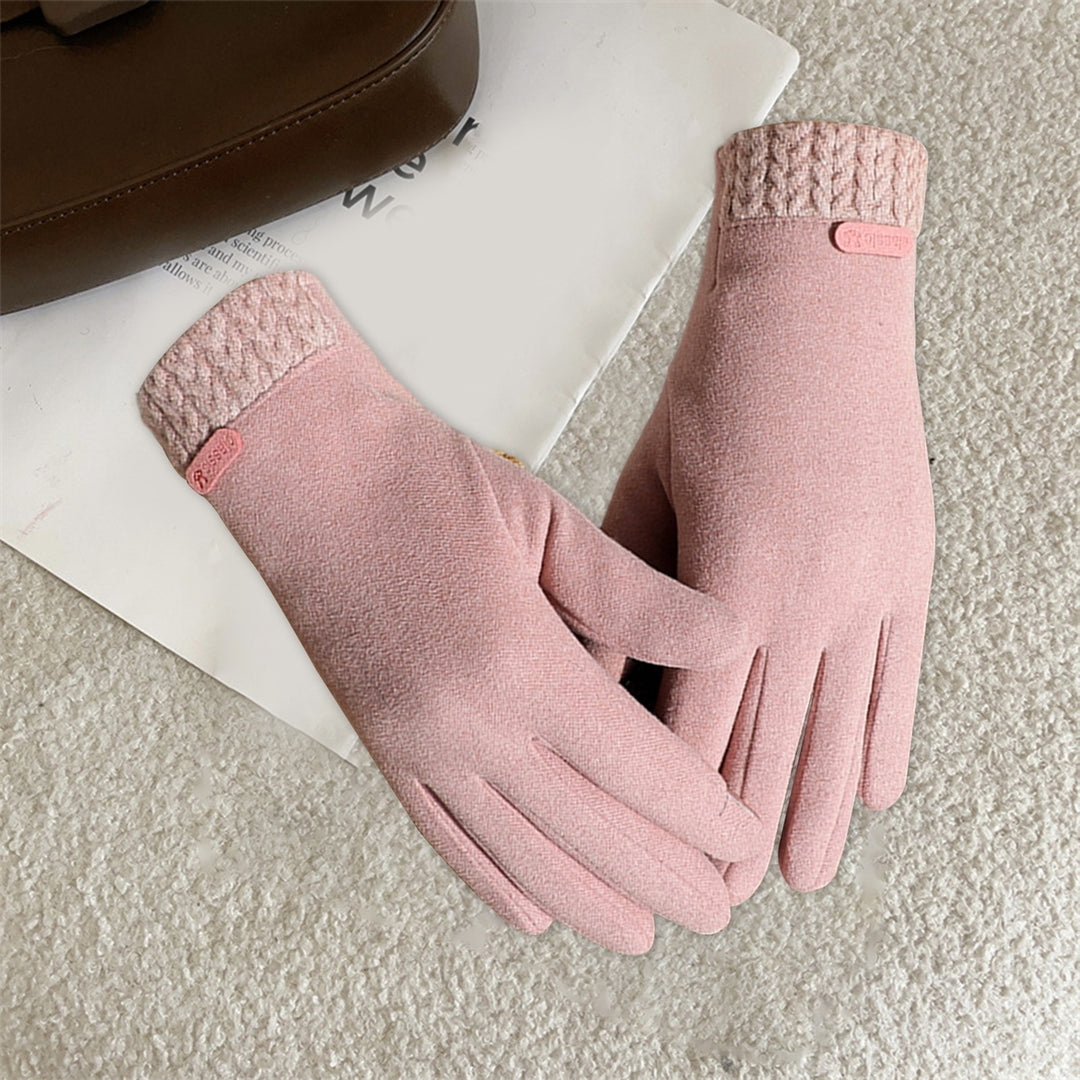 1 Pair Women Winter Gloves Touch Screen Windproof Full Finger Cold Resistant Thickened Plush Anti-slip Outdoor Cycling Image 12