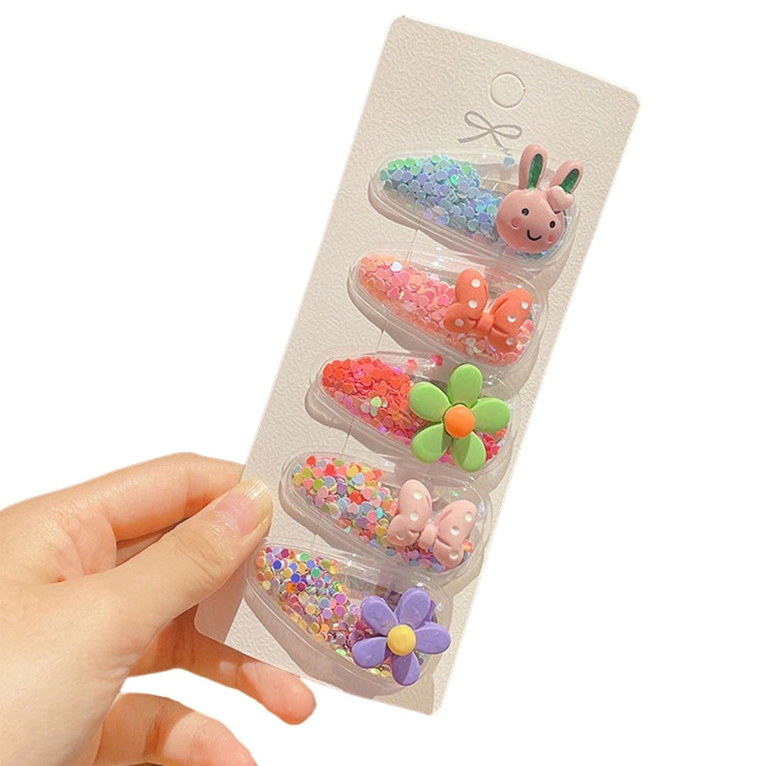 5 Pcs/Set Girks Hairpins Transparent Cartoon Fruit Decor Sequin Elastic Anti-slip LIghtweight Image 1