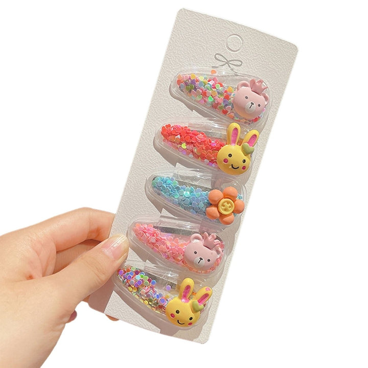 5 Pcs/Set Girks Hairpins Transparent Cartoon Fruit Decor Sequin Elastic Anti-slip LIghtweight Image 1